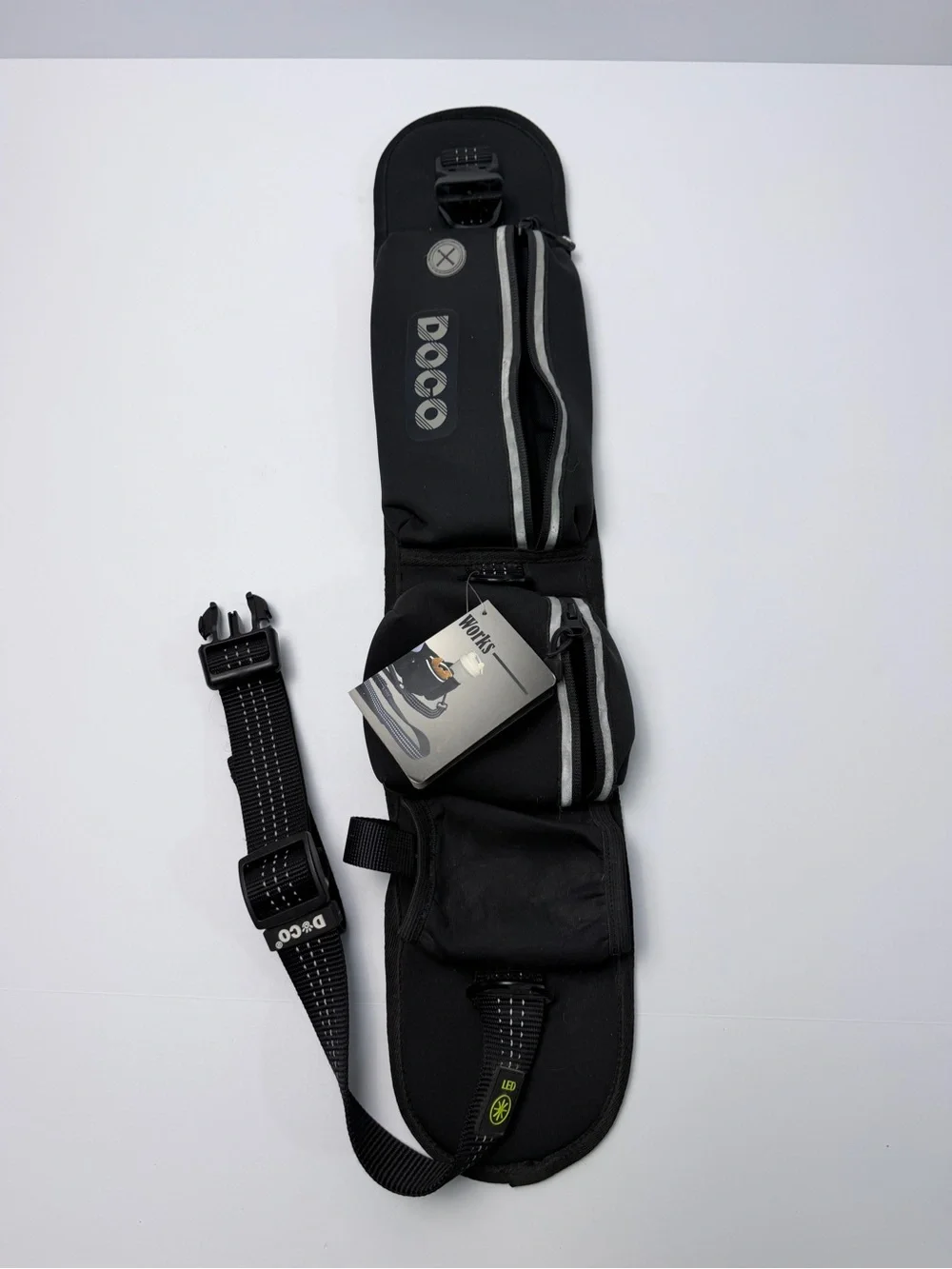 DOCO Hands Free Dog Walking Belt Leash Waist Pack LED Reflective Black